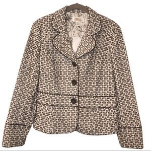 Talbots Brown and Ivory Blazer w/Eyelet Lace Sz 12